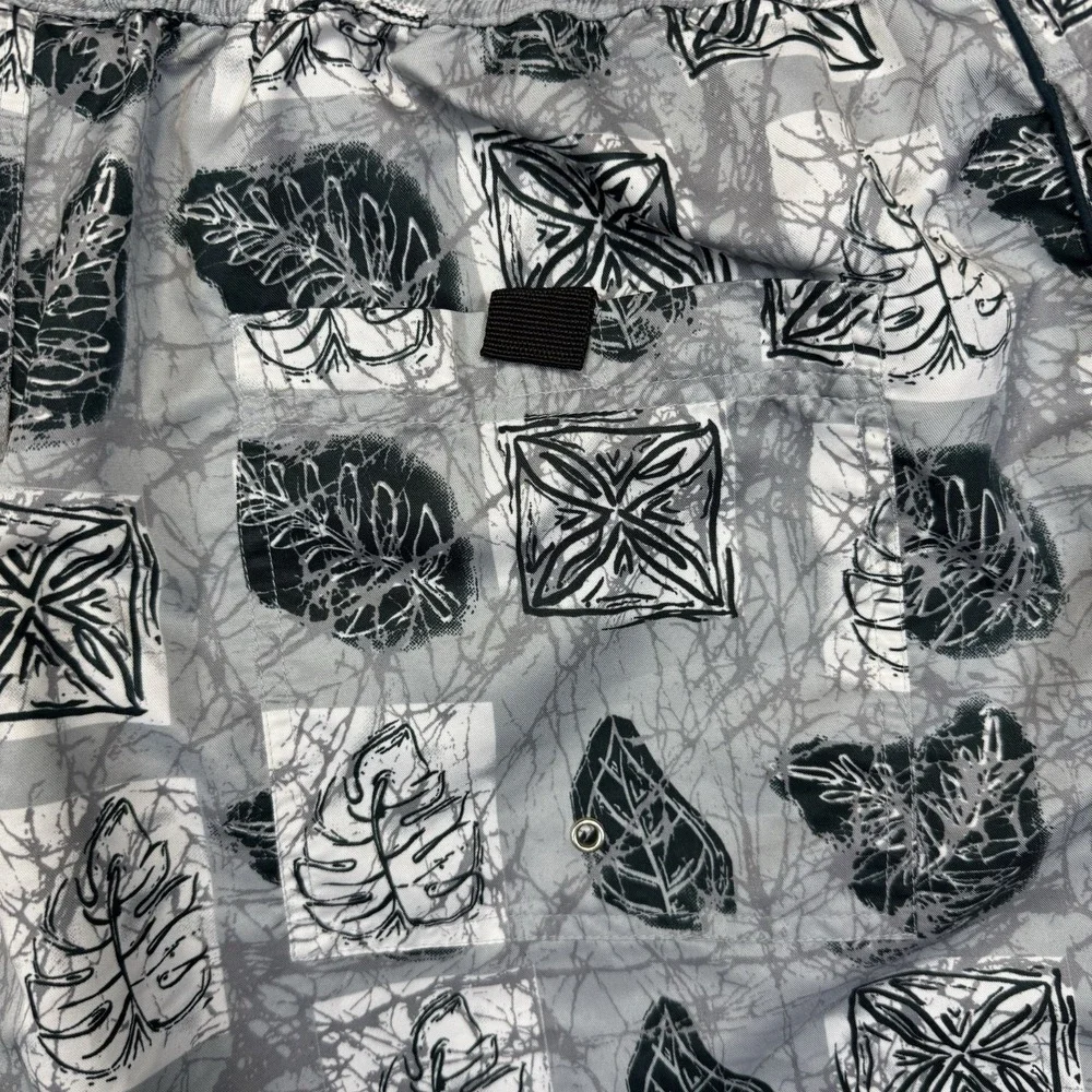 FUBU Swim‎ Board Shorts Mens XL Gray Green Beachwear Leaf Print Pockets